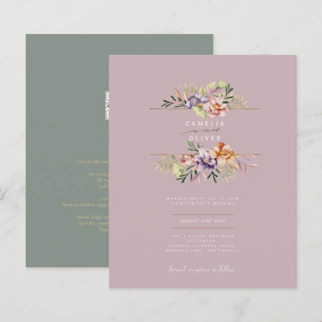 Papier LeahG Mariage de fleurs florales Boho printemps ét (Devant / Derrière)