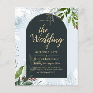 Papier LeahG Mariage d'hiver Aqua Blue Green INVITATION