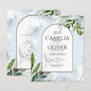 Papier LeahG Mariage d'hiver Aqua Blue Green INVITATION
