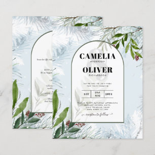 Papier LeahG Mariage d'hiver Aqua Blue Green INVITATION