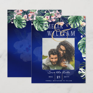 Papier LeahG Mariage floral bleu vert tropical