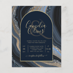 Papier LeahG Marine Blue Gold Agate STARRY Mariage de nui