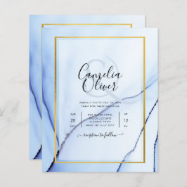 Papier LeahG Marine Blue Gold INK Mariage Abstrait INVITE