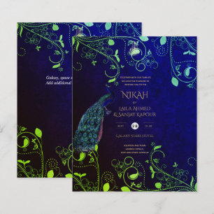 Papier LeahG Peacock Bleu Islam Mariage invite