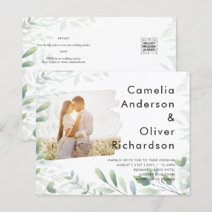 Papier LeahG Photo Overlay GREENERY Wedding Invitation