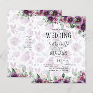 Papier LeahG Plum Purple Berry Mariage Floral Automne Hiv