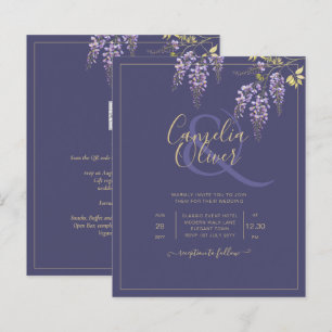 Papier LeahG Purple Gold WISTERIA Floral Wedal INVITE