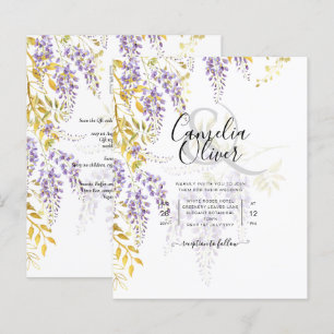 Papier LeahG Purple Gold WISTERIA Floral Wedal INVITE