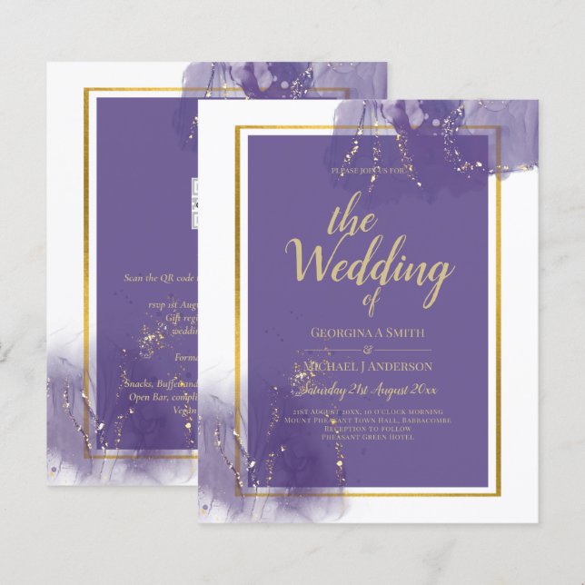 Papier LeahG PURPLE OR Mariage Lavande ALCOOL ENCRE (Devant / Derrière)