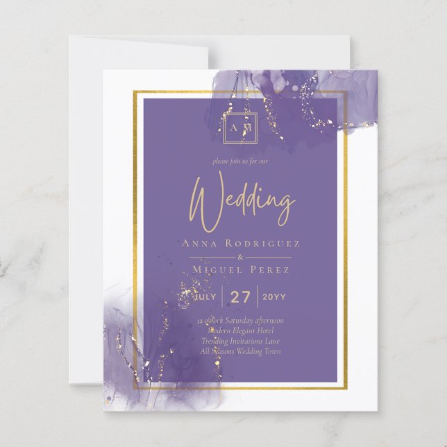 Papier LeahG PURPLE OR Mariage Lavande ALCOOL ENCRE (Devant)