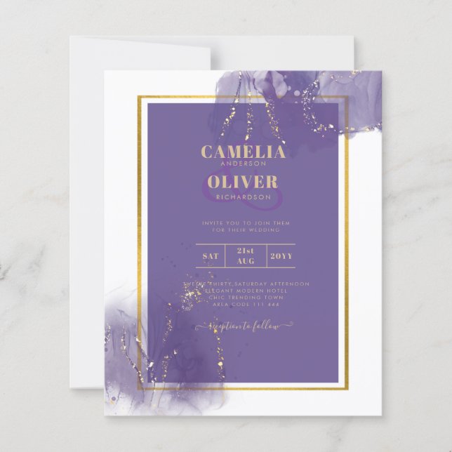 Papier LeahG PURPLE OR Mariage Lavande ALCOOL ENCRE (Devant)