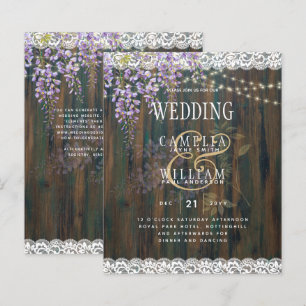 Papier LeahG Purple WISTERIA Rustic Lace Mariage