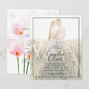 Papier LeahG Rose Calla Lily Photo Overlay Mariage Invite