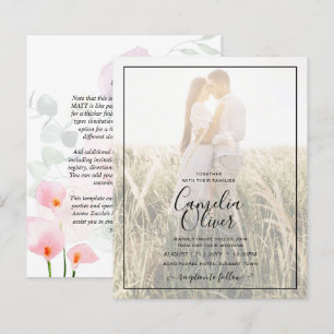 Papier LeahG Rose Calla Lily Photo Overlay Mariage Invite