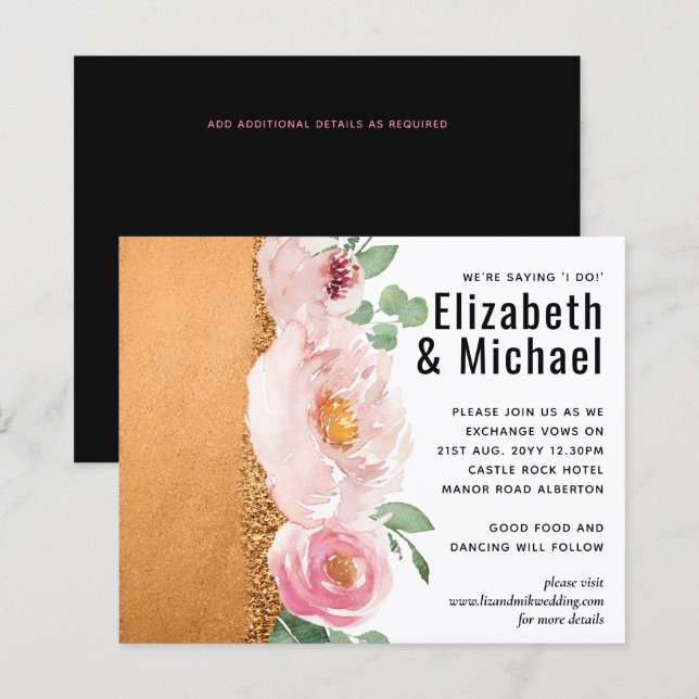 Papier LeahG Rose de budget Gold Glam Mariage (Devant / Derrière)