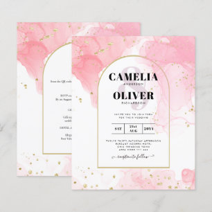 Papier LeahG ROSE OR ENCRE Mariage Abstrait INVITE