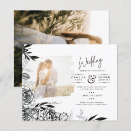 Papier LeahG Roses blancs noirs Photo Mariage superpositi