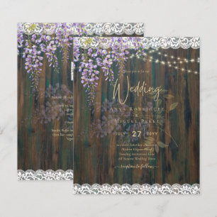 Papier LeahG Rustic WISTERIA Dentelle Floral Wedding INVI