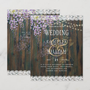 Papier LeahG Rustic WISTERIA Dentelle Floral Wedding INVI