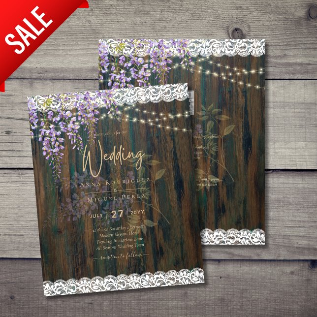 Papier LeahG Rustic WISTERIA Dentelle Floral Wedding INVI (Créateur téléchargé)