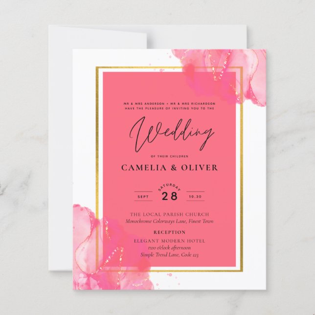 Papier LeahG Saumon PINK OR MARIAGE alcool encre (Devant)
