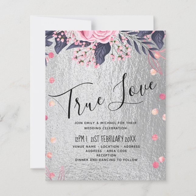 Papier LeahG Silver Navy Rosegold PInk Floral Mariage (Devant)