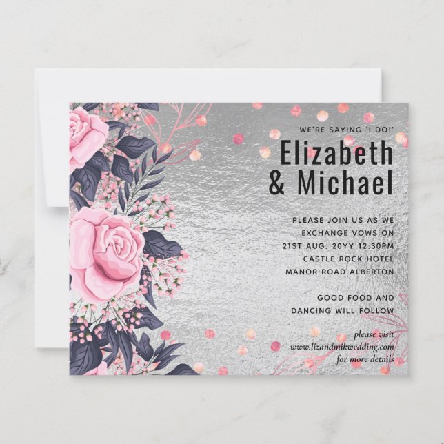 Papier LeahG Silver Navy Rosegold PInk Floral Mariage (Devant)