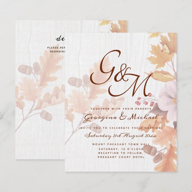 Papier LeahG Terracotta Automne part Mariage Invitation (Devant / Derrière)