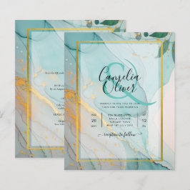 Papier LeahG Verre de mer Turquoise Gold INK Mariage INVI