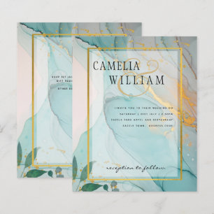 Papier LeahG Verre de mer Turquoise Gold INK Mariage INVI