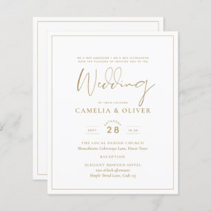 Papier LeahG White Gold Classic Typographie Mariage Invit