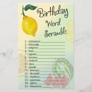 Papier Lemon Anniversaire Mot Scramble Jeu
