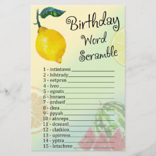 Papier Lemon Anniversaire Mot Scramble Jeu