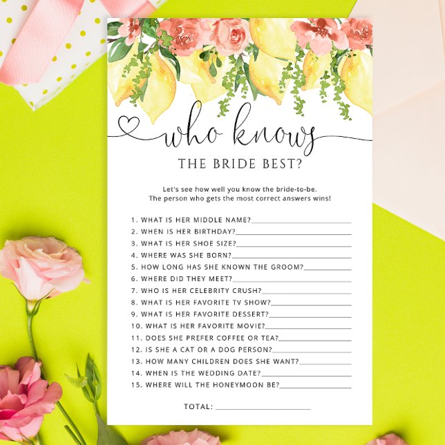 Papier Lemon Floral qui connaît Marié le meilleur jeu de  (Créateur téléchargé)