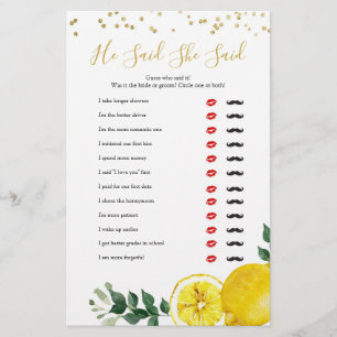 Papier Lemon Main Squeeze Il Dit Qu'Elle A Dit Jeux