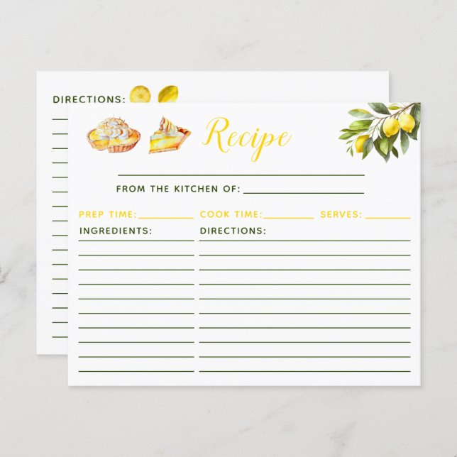 Papier Lemon Pie Recipe (Devant / Derrière)