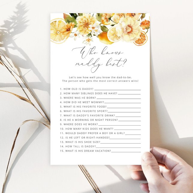 Papier Lemon Qui connaît papa meilleur jeu de baby shower (Créateur téléchargé)