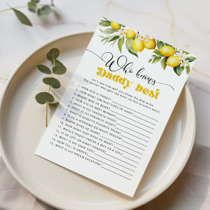 Papier Lemon Qui connaît papa meilleur jeu de baby shower