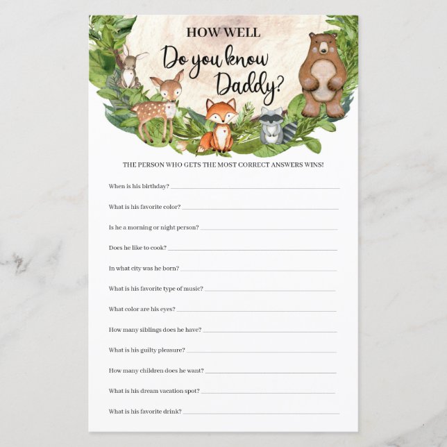 Papier Les animaux des bois Vous connaissez Papa (Devant)