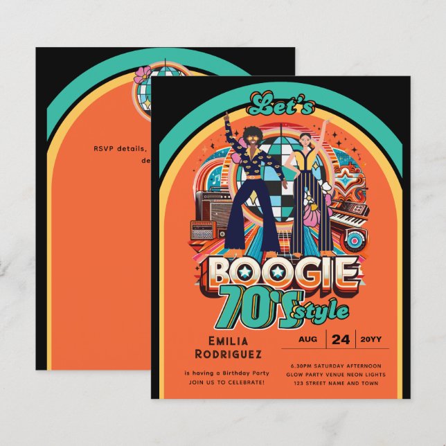 Papier les années 70 Boogie Retro Disco Danser Anniversai (Devant / Derrière)