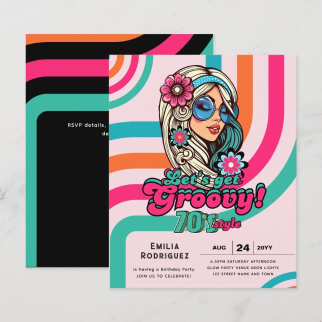 Papier les années 70 soirée d'anniversaire Boogie Retro D (Devant / Derrière)