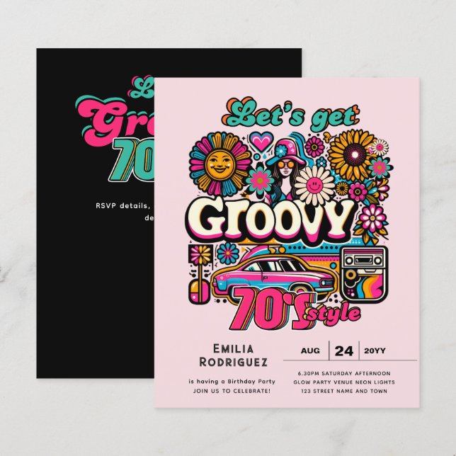 Papier les années 70 soirée d'anniversaire Boogie Retro D (Devant / Derrière)