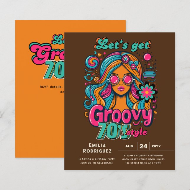 Papier les années 70 soirée d'anniversaire Boogie Retro D (Devant / Derrière)