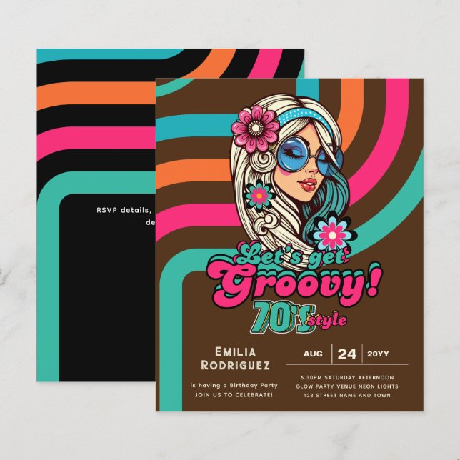 Papier les années 70 soirée d'anniversaire Boogie Retro D (Devant / Derrière)