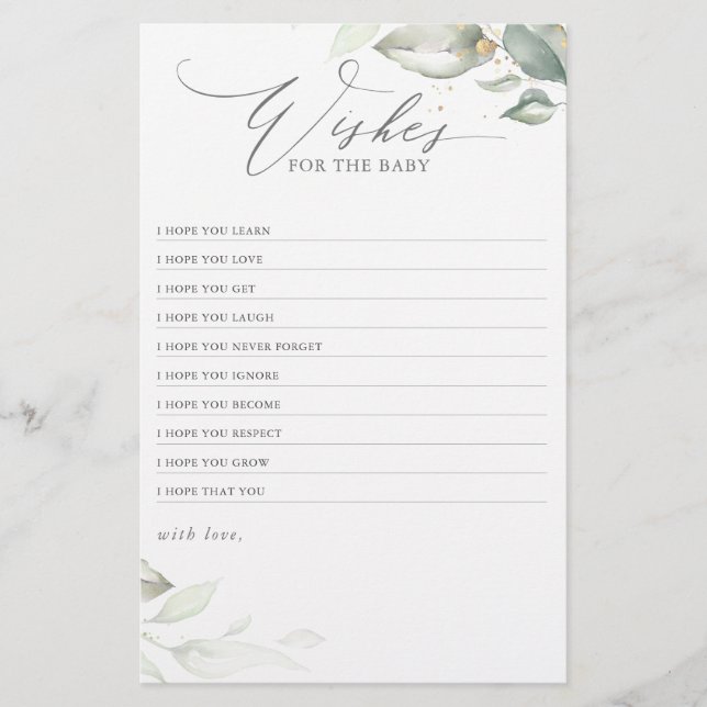 Papier Les Voeux Pour Le Baby shower Vert Élégant Bébé (Devant)