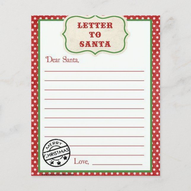 Papier Lettre à Père Noël (Devant)
