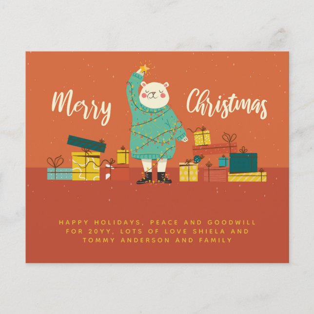Papier Lettre annuelle personnalisée Ours de Noël moderne (Devant)