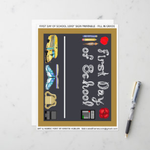 Papier Lettre aux signes du premier jour de l'école 10x8"