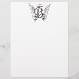 Papier Lettre B Monogramme initial avec ailes angéliques