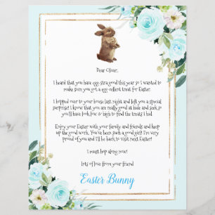 Papier Lettre Bleue Du Lapin De Pâques À L'Enfant